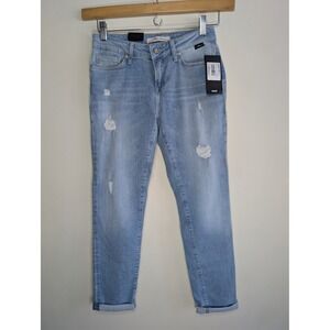 Mavi Ada Boyfriend Jeans Womens Size 24 x 29 Light Ripped Vintage Distressed NWT